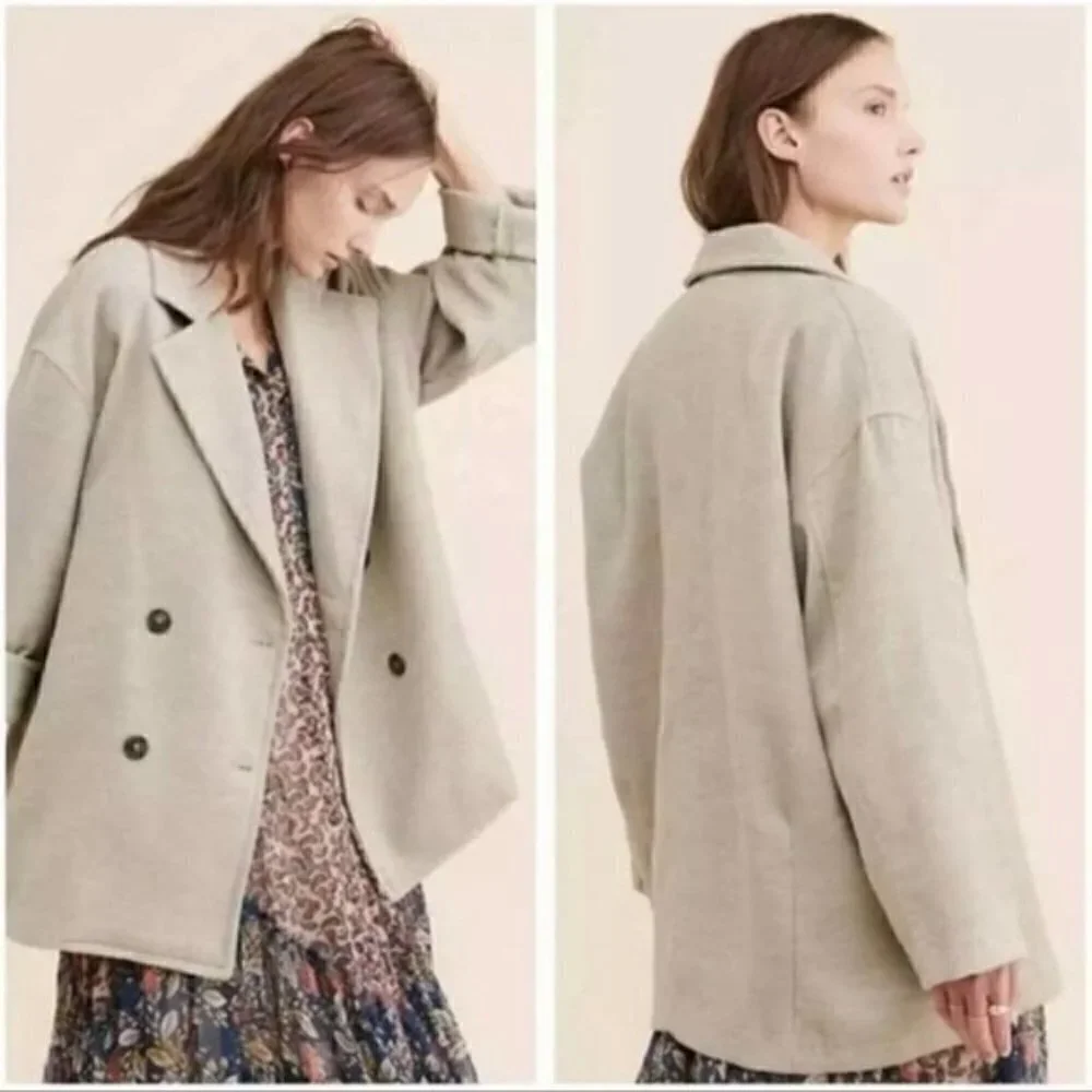 New Free People Hannah Slouchy Boyfriend Oregano Blazer Coat Jacket NWT Large